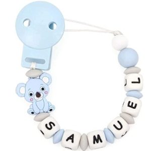 Chupetero para bebé con koala color celeste